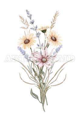 Poster - Bouquet of summer flowers, 30 x 45 см, Canvas on frame, Sets