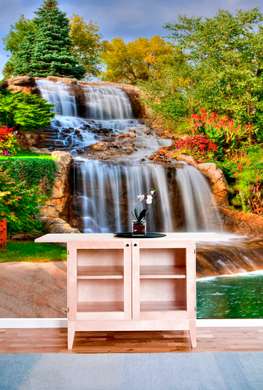 Wall Mural - Calm view of the waterfall in the forest