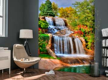 Wall Mural - Calm view of the waterfall in the forest