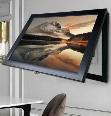 Multifunctional Wall Art - Mountains and sunset, 30x40cm, White Frame