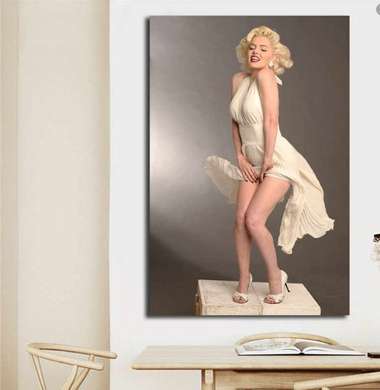 Постер - Мэрлин Монро в белом наряде, 60 x 90 см, Постер на Стекле в раме