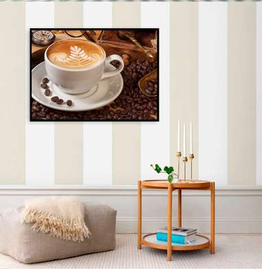 Poster - White cup of coffee, 90 x 60 см, Framed poster