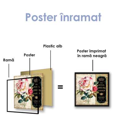 Poster - Floral art, 100 x 100 см, Framed poster on glass