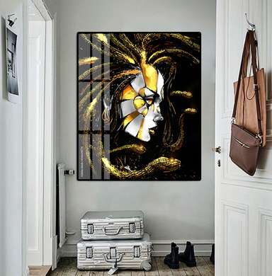 Poster - Portret abstract al fetei cu șerpi, 60 x 90 см, Poster inramat pe sticla