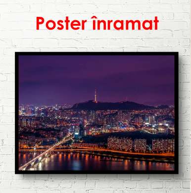 Poster - Luminile de noapte din Seul, 90 x 60 см, Poster înrămat