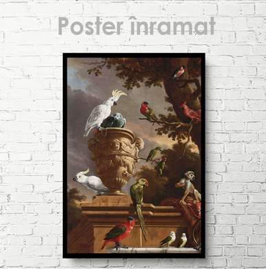 Постер - Попугаи, 30 x 45 см, Холст на подрамнике, Живопись