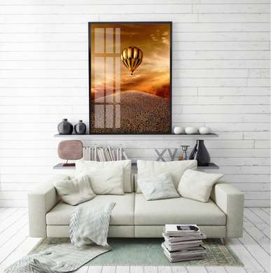 Poster - Golden balloon, 60 x 90 см, Framed poster on glass, Nature