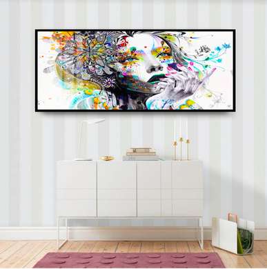 Poster - Abstract girl, 90 x 45 см, Framed poster on glass, Fantasy
