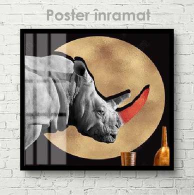 Постер, Носорог, 40 x 40 см, Холст на подрамнике, Животные