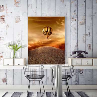 Poster - Golden balloon, 60 x 90 см, Framed poster on glass, Nature