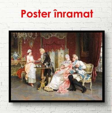 Постер - Чаепитие во дворце, 45 x 30 см, Холст на подрамнике, Разные