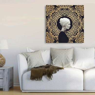 Poster - African art, 40 x 40 см, Canvas on frame, Black & White