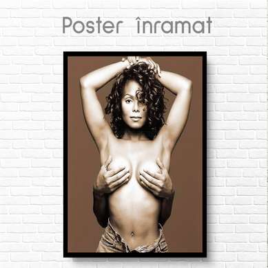 Постер - Девушка, 60 x 90 см, Постер на Стекле в раме, Ню