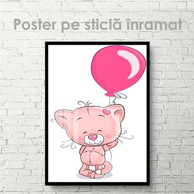 Poster - Cat with a ball, 30 x 45 см, Canvas on frame, For Kids