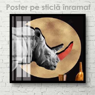 Poster, Rinocer, 40 x 40 см, Panza pe cadru, Animale