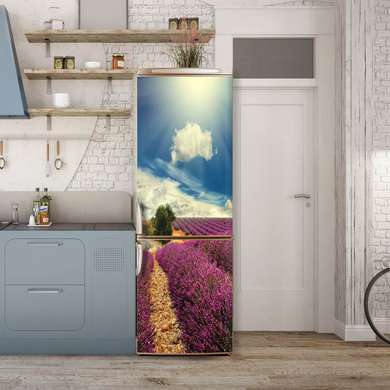 3D door sticker, Lavender field, 60 x 90cm, Door Sticker