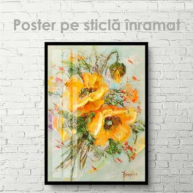 Постер - Летние цветы желтого цвета, 30 x 45 см, Холст на подрамнике, Цветы