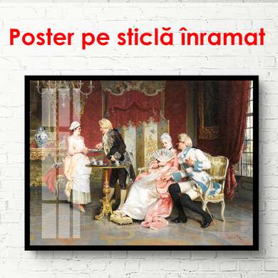 Poster - Întâlnirea la ceai în palat, 45 x 30 см, Panza pe cadru, Diverse