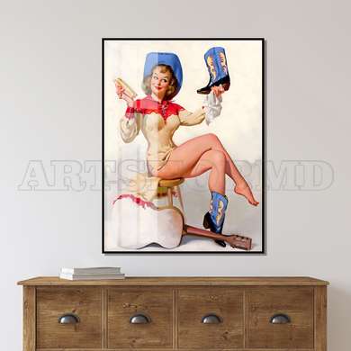 Poster - Marilyn Monroe in a hat, 30 x 45 см, Canvas on frame, Famous People