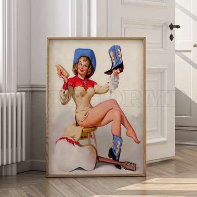 Poster - Marilyn Monroe in a hat, 30 x 45 см, Canvas on frame, Famous People