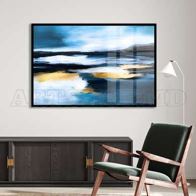 Poster - Shades of Blue, 90 x 60 см, Framed poster on glass, Abstract