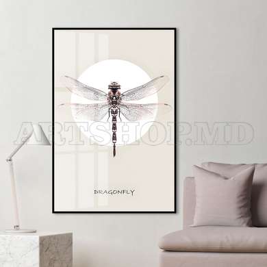 Poster - Dragonfly, 60 x 90 см, Framed poster on glass, Animals