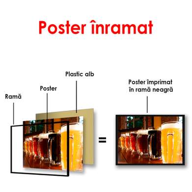 Poster - Glasses with beer on the table, 90 x 60 см, Framed poster, Food and Drinks