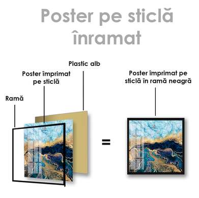 Poster - Gold and blue marble, 40 x 40 см, Canvas on frame
