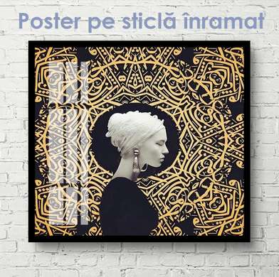 Poster - Arta africana, 40 x 40 см, Panza pe cadru, Alb Negru