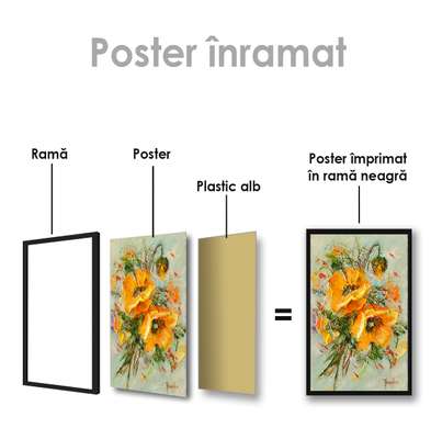 Poster - Flori de vară galbene, 30 x 45 см, Panza pe cadru, Flori