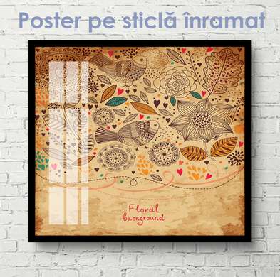 Poster - Egyptian papyrus, 45 x 90 см, Framed poster on glass, Vintage