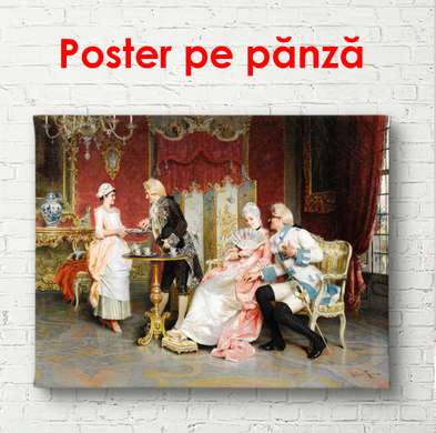 Poster - Întâlnirea la ceai în palat, 45 x 30 см, Panza pe cadru, Diverse