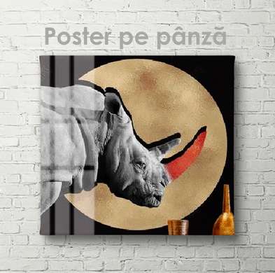 Poster, Rinocer, 40 x 40 см, Panza pe cadru, Animale
