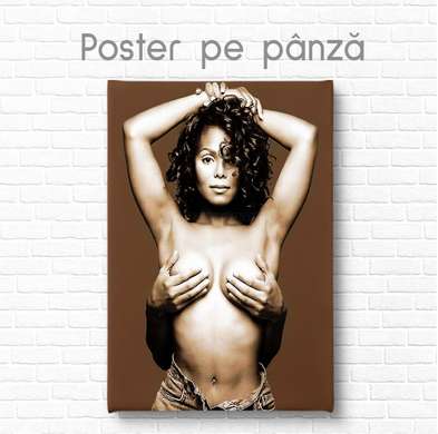 Постер - Девушка, 60 x 90 см, Постер на Стекле в раме, Ню