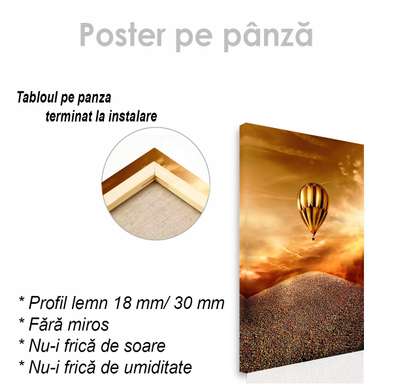 Poster, Золотой воздушный шар, 60 x 90 см, Постер на Стекле в раме, Природа