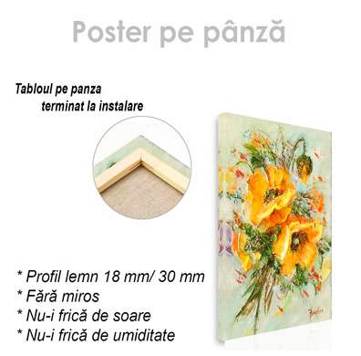 Poster - Flori de vară galbene, 30 x 45 см, Panza pe cadru, Flori