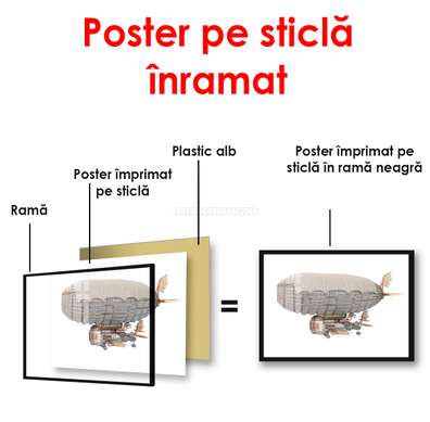 Poster - Model de Dirijabil, 90 x 60 см, Poster inramat pe sticla, Minimalism