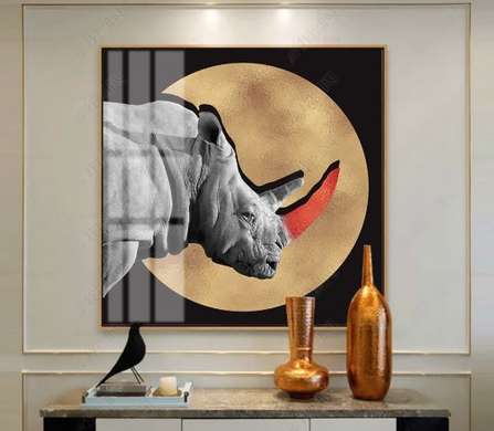 Постер, Носорог, 40 x 40 см, Холст на подрамнике, Животные