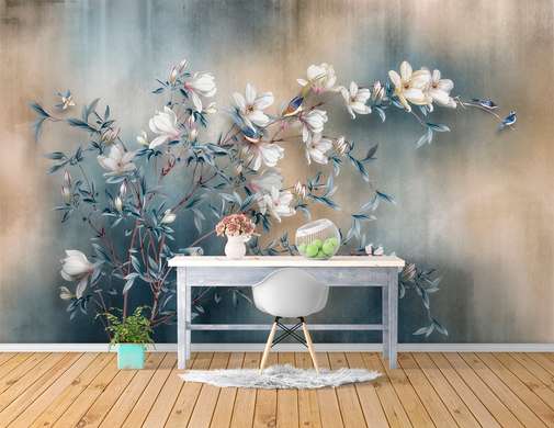 Fototapet - Flori de magnolie pe fundal abstract