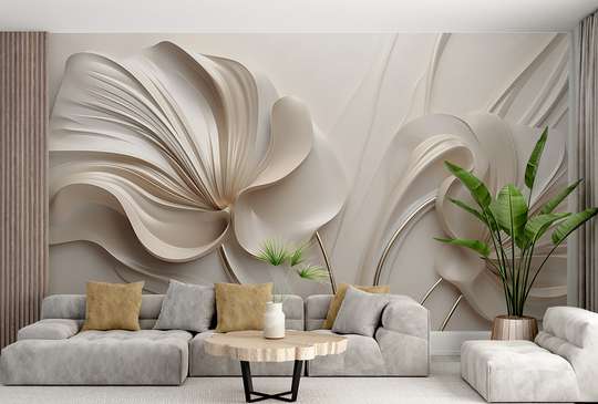 3D Photo Wallpaper- 3D minimalistic flowers