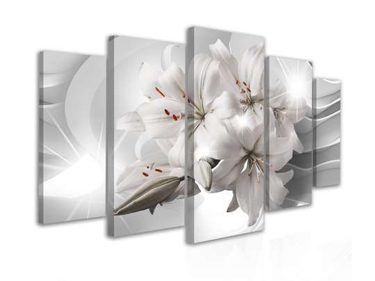 Modular picture, Lilies on a white background, 108 х 60