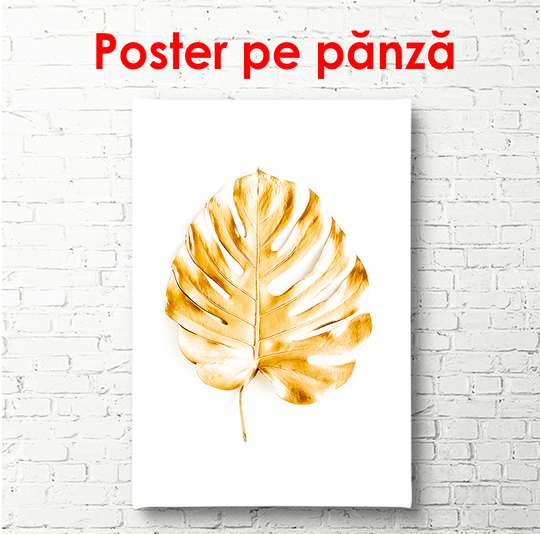 Poster - Golden Leaf, 30 x 60 см, Canvas on frame
