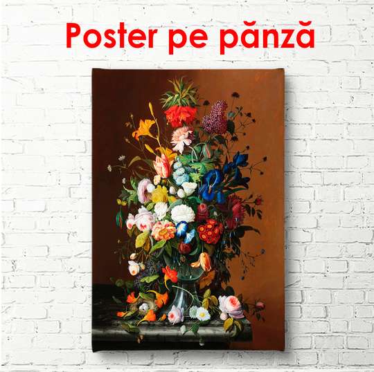 Poster - Pictură cu flori de primăvară colorate, 60 x 90 см, Poster înrămat