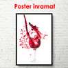 Постер - Бокал с красным вином и брызгами на белом фоне, 45 x 90 см, Постер в раме, Еда и Напитки