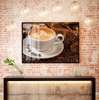 Poster - White cup of coffee, 90 x 60 см, Framed poster on glass, Food and Drinks