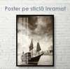 Poster - Barca cu steaguri, 30 x 45 см, Panza pe cadru, Alb Negru