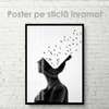 Poster - Thoughts fly away, 60 x 90 см, Framed poster on glass, Black & White