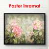 Poster - Flori roz delicate pe un fundal verde, 90 x 60 см, Poster înrămat, Botanică