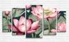 Modular picture, Pink lotus with green leaves, 108 х 60