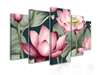 Modular picture, Pink lotus with green leaves, 108 х 60